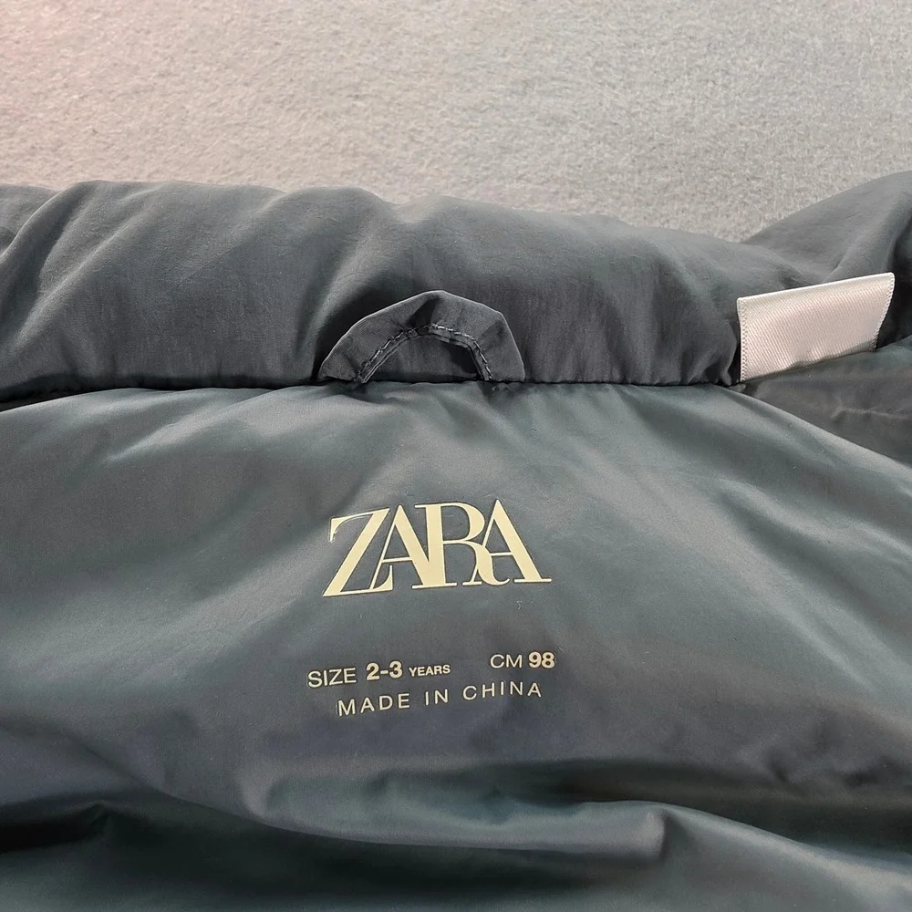 Zara Kids Puffer Vest Charcoal Gray Quilted Sleeveless Jacket Size 2-3 Years